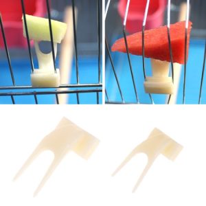 2 Pz forchetta frutta per gabbia uccelli e pappagalli